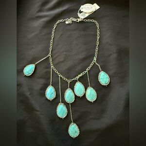 Iris & Lily London Turquoise and silver with rhinestone necklace NEW NWT